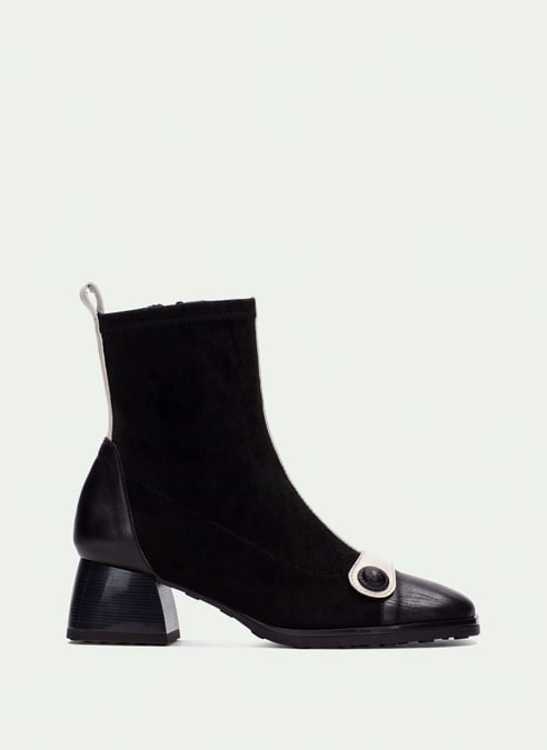 outlet botín marsella negro-crema - hispanitas