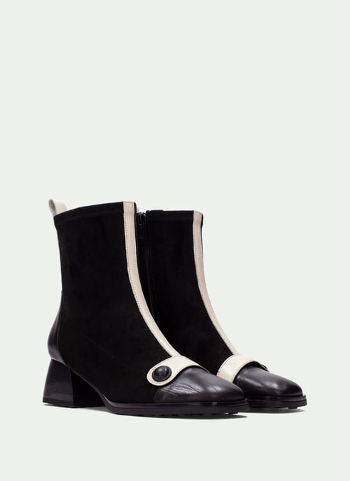 outlet stivaletto marsella nero-panna - hispanitas