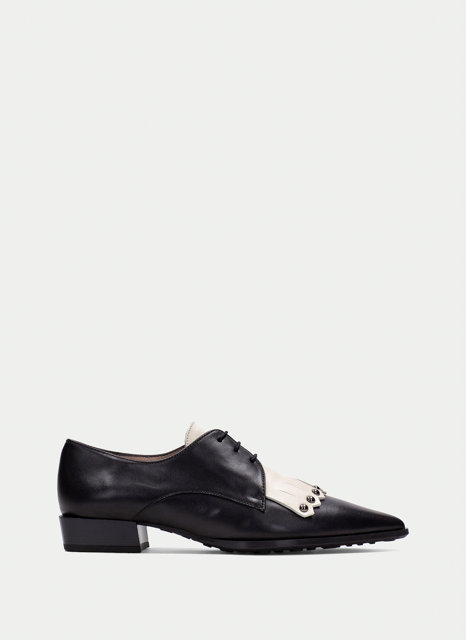 chaussure plate turin noir-creme