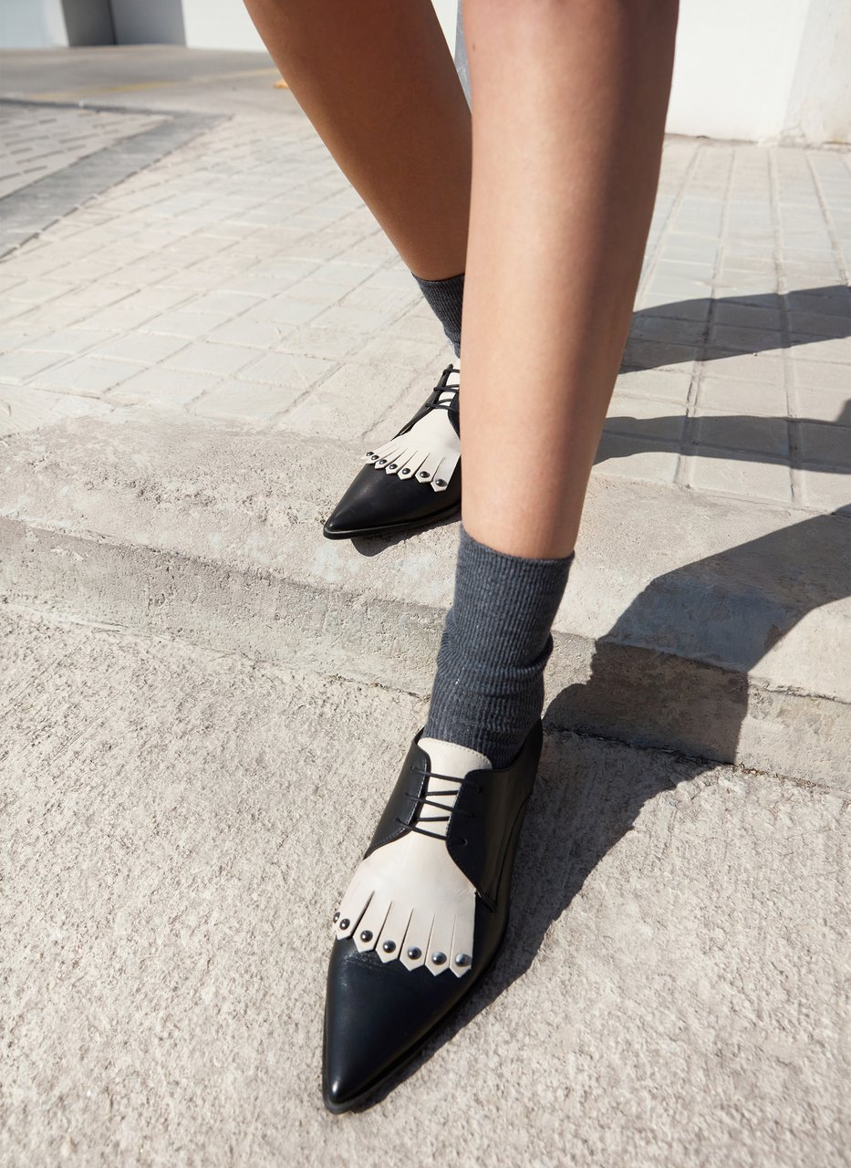 chaussure plate turin noir-creme