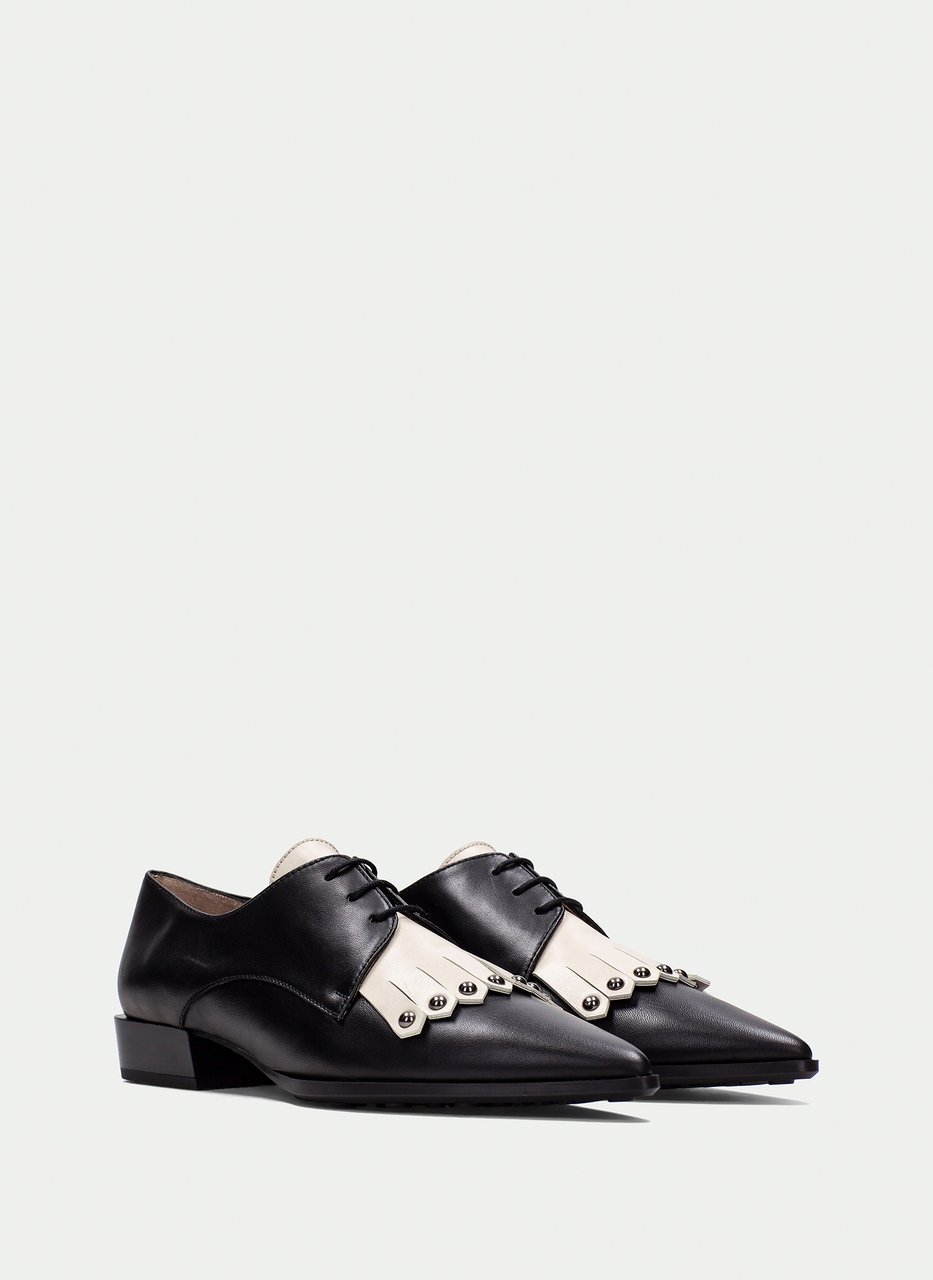 chaussure plate turin noir-creme