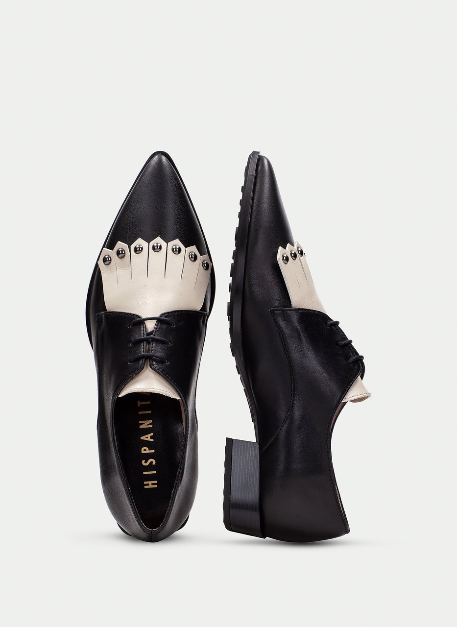 chaussure plate turin noir-creme