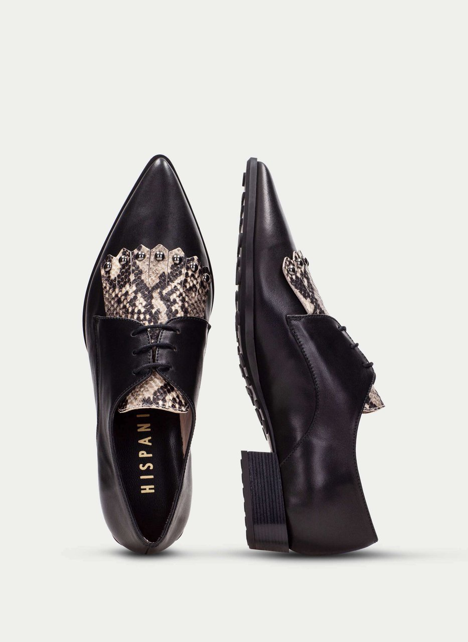 zapato plano turin negro-python