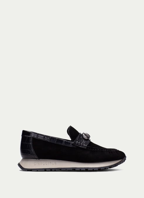 outlet mocassino-sport kansas nero - hispanitas
