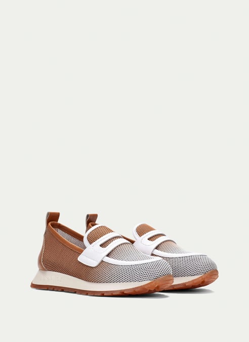 outlet mocassino-sport kansas cuoio-bianco - hispanitas