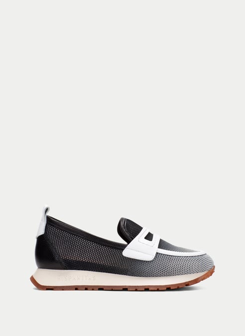 outlet mocassino-sport kansas nero-bianco - hispanitas