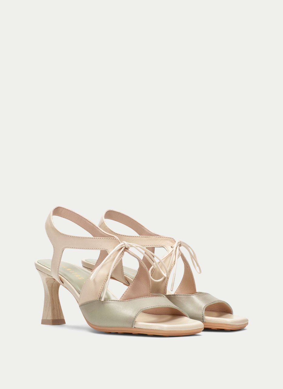 sandalia tacón rosa alga-crema