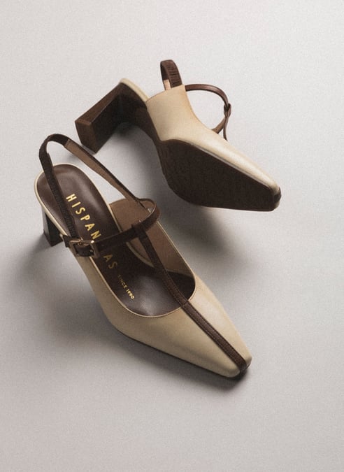 scarpe t-strap amapola panna-nocciola - hispanitas