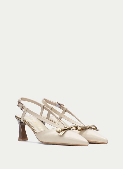 scarpe senza-tacco giorgia panna-platino - hispanitas
