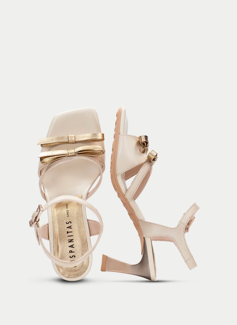 Sandalia Tacón BHV264700 CREMA-PLATINO ZAPATOS 60017 | HISPANITAS ®️