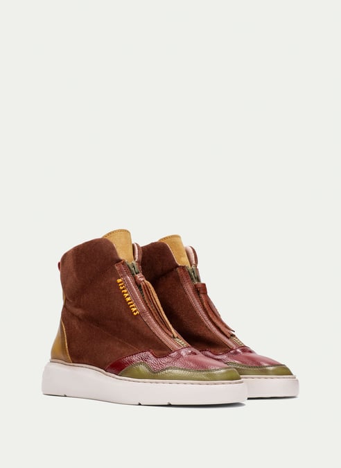 outlet botin sport oceania cuero-mostaza-oliva - hispanitas