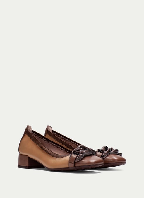 outlet ballerina-tacco oporto nocciola-biscotto - hispanitas