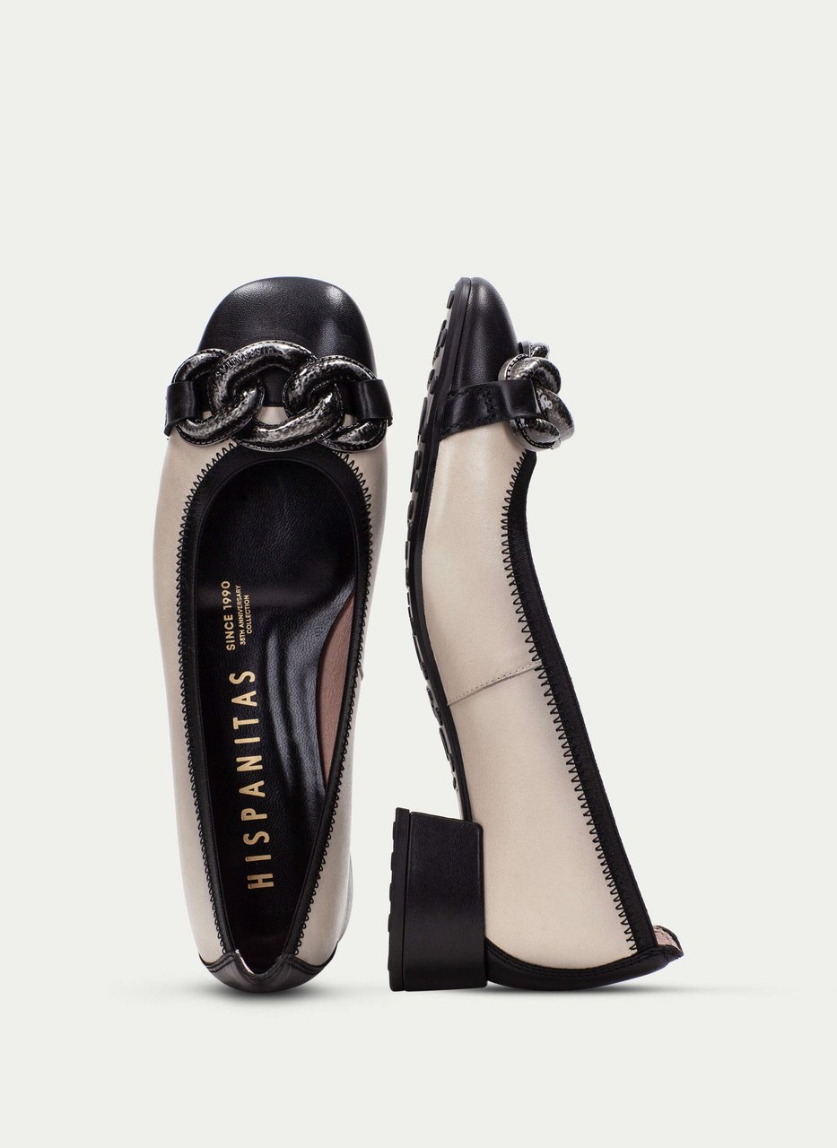 bailarina tacon oporto negro-crema
