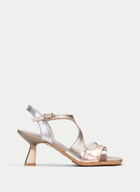 outlet sandalia tacón danielle metalizados - hispanitas