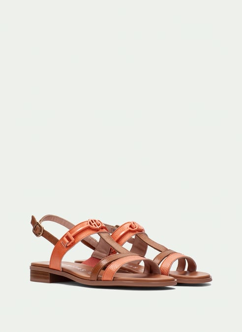 outlet sandali-piatti yakarta cuoio-corallo - hispanitas