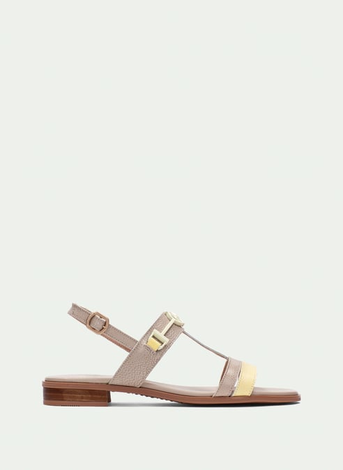outlet sandalia plana yakarta banana-taupe - hispanitas