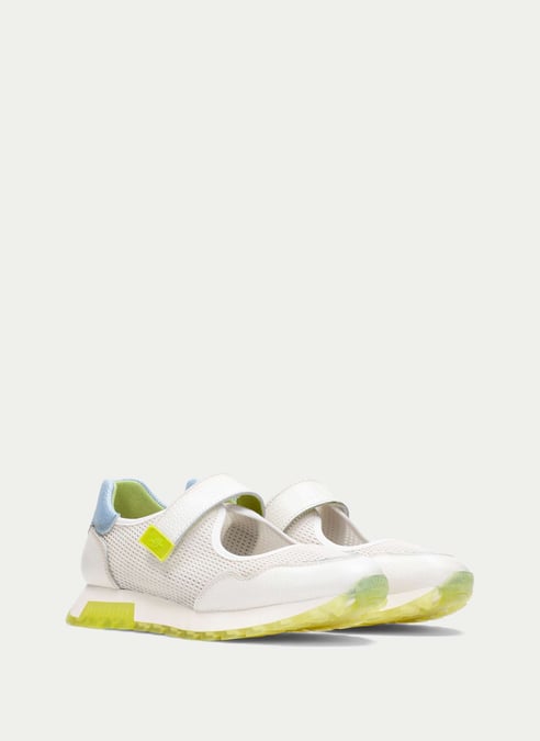 scarpe ballerina oregon bianco-lima-celeste - hispanitas