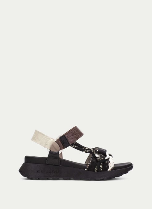 shoes sport-sandals ambarblack-pony-hazelnut - hispanitas