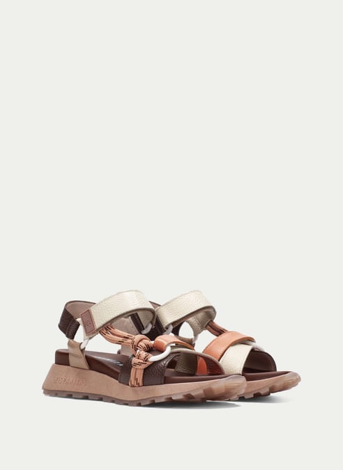 schuhe sport-sandal ambar creme-hazelnuss-koralle - hispanitas
