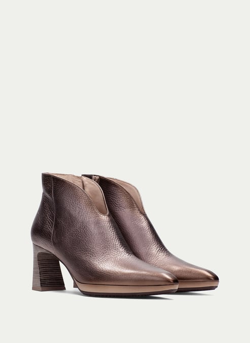 outlet botín atlanta taupe-metalizado - hispanitas