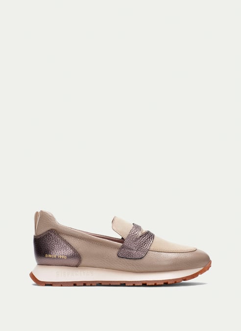outlet mocassino-sport kansas panna-taupe - hispanitas