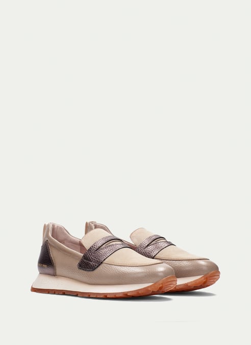 outlet mocasín sport kansas crema-taupe - hispanitas