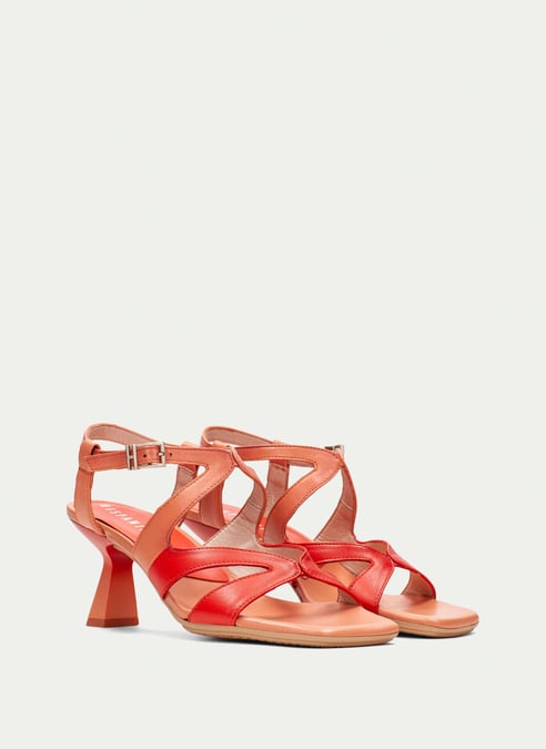 outlet sandalia tacón danielle coral-scarlet - hispanitas