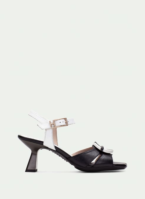 outlet sandalia tacón danielle negro-blanco - hispanitas