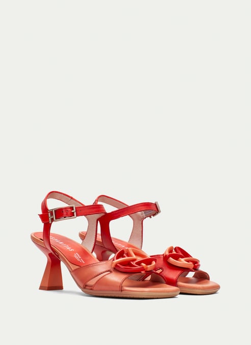 outlet sandalia tacón danielle coral-scarlet - hispanitas