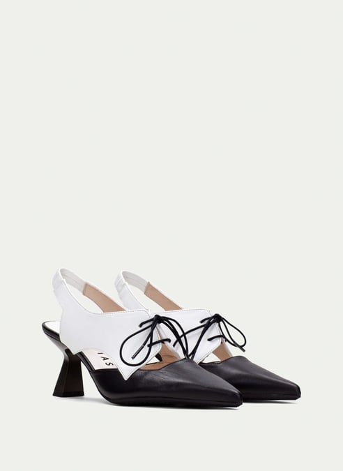 outlet scarpe-tacco nova nero-bianco - hispanitas