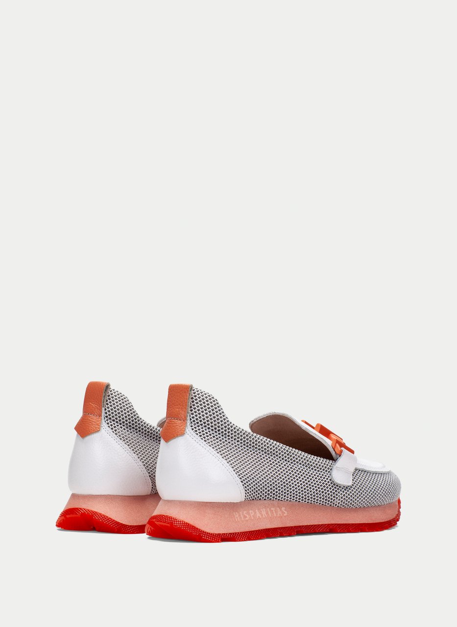 mocassino sport kansas bianco-corallo