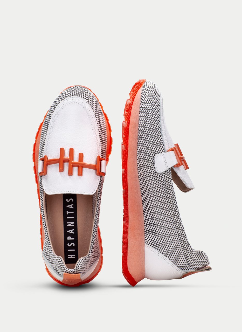 mocassino sport kansas bianco-corallo
