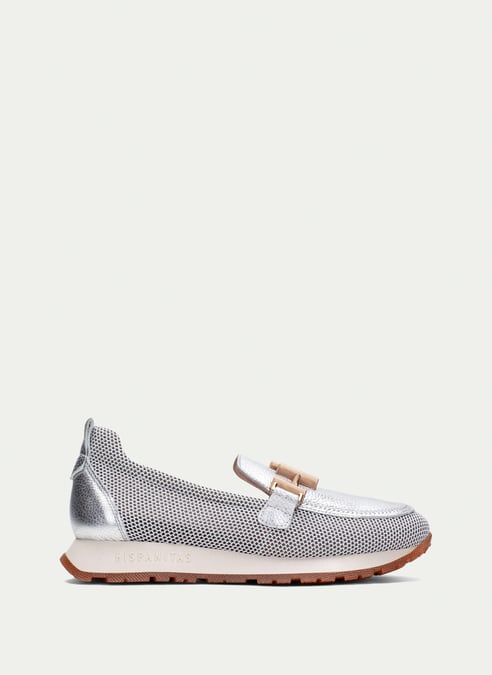 outlet mocassino-sport kansas bianco--argento - hispanitas