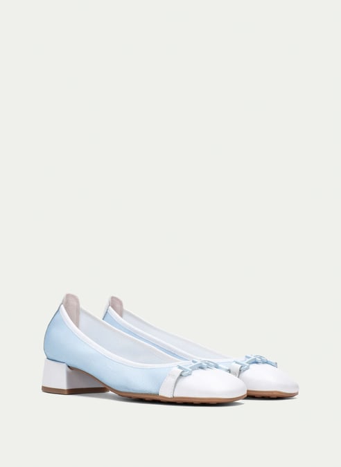 outlet ballerina oporto bianco-celeste - hispanitas