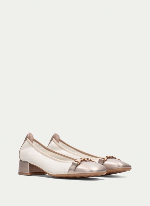 outlet ballerina oporto bianco-champagne - hispanitas