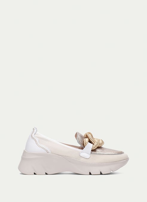 outlet mocassino-sport habana bianco-champagne - hispanitas