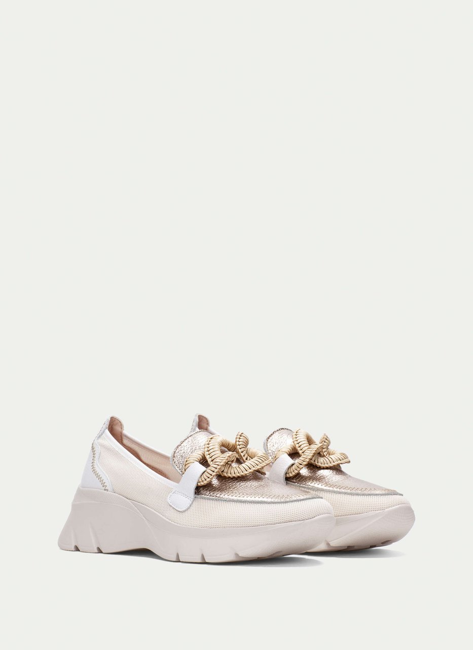 moccasins desportivos habana branco-champagne