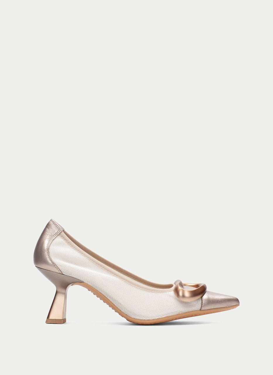 sapato de salto nova branco-champagne