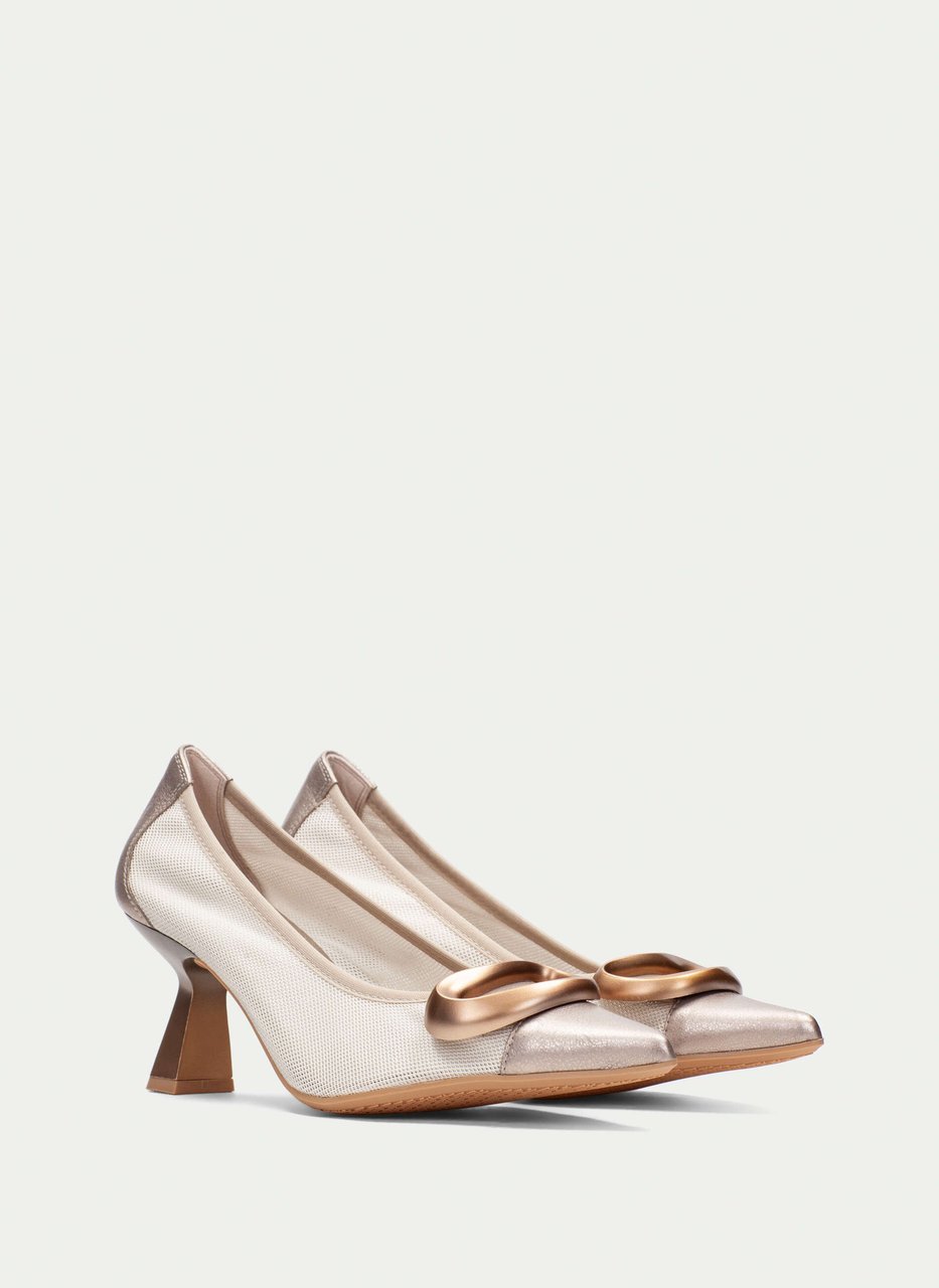sapato de salto nova branco-champagne