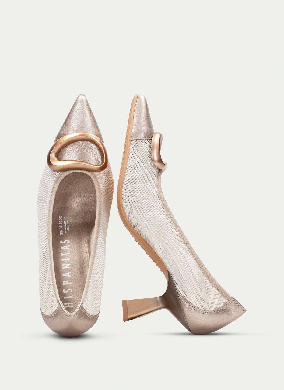 sapato de salto nova branco-champagne