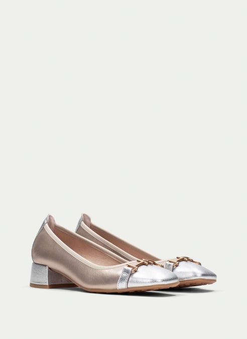 outlet ballerina oporto argento-champagne - hispanitas