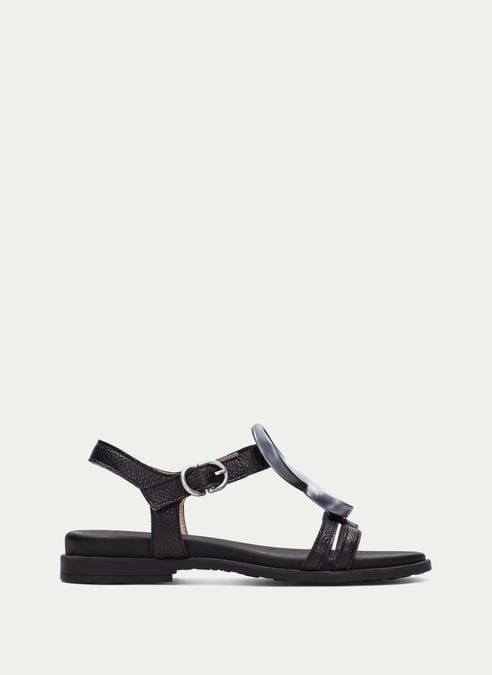 zapatos sandalia plana bali negro - hispanitas