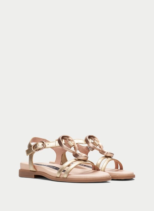 zapatos sandalia plana bali platino - hispanitas