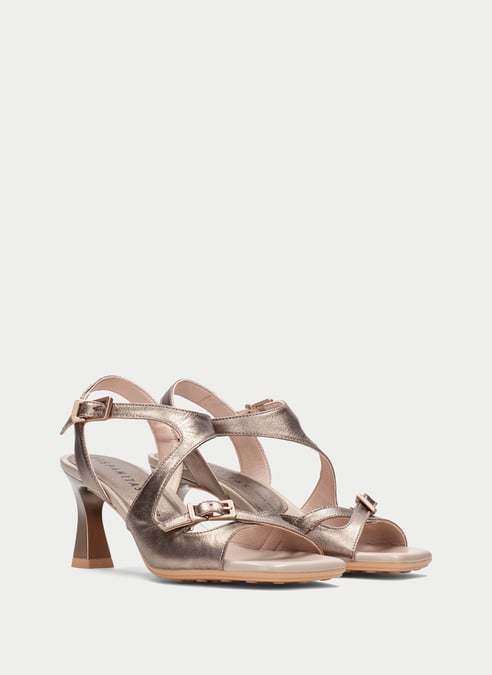 scarpe sandali-tacco rosa metal-taupe - hispanitas