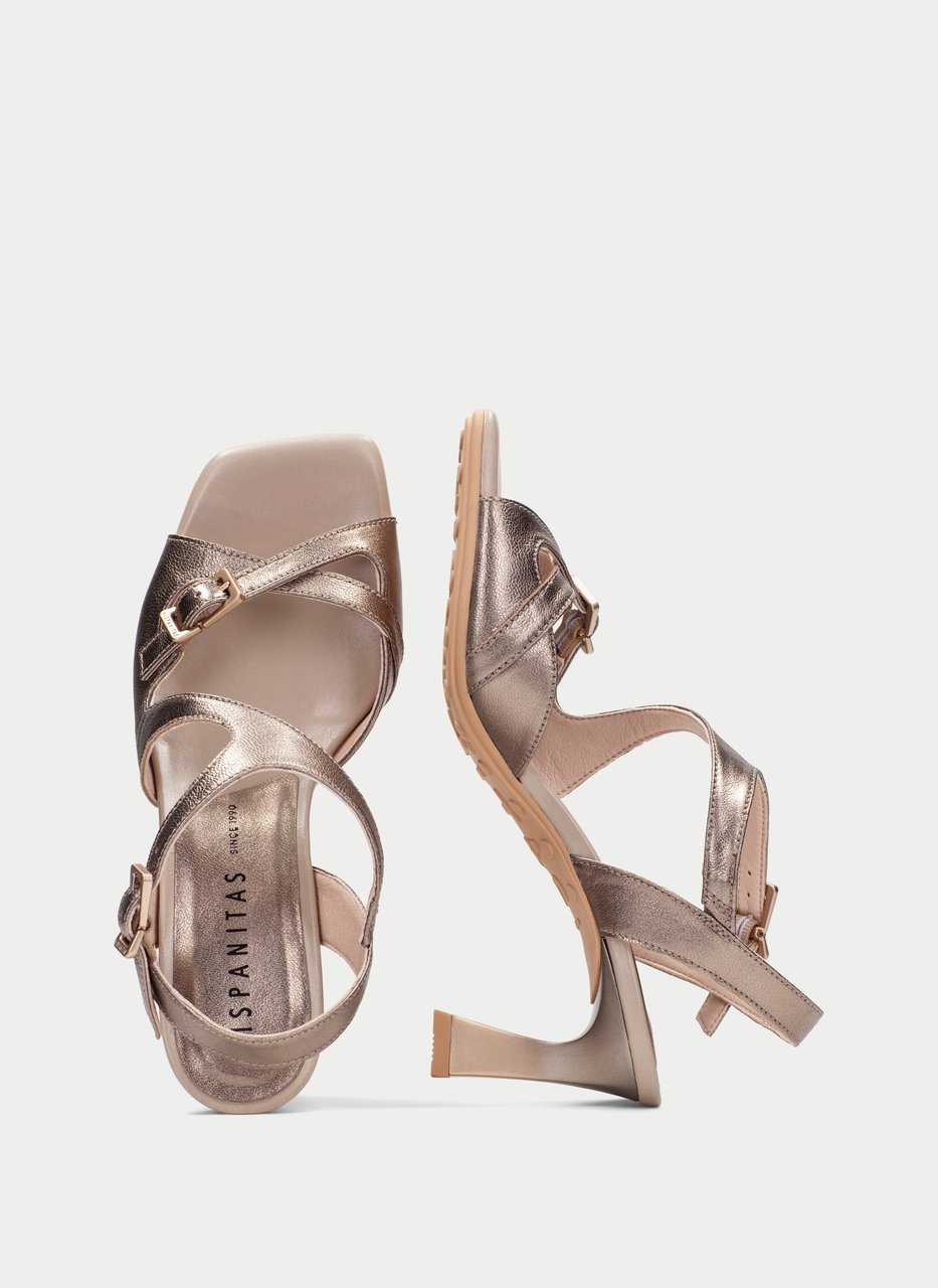 heeled sandal rosa metal-taupe