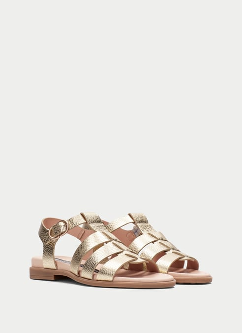 zapatos sandalia plana bali platino - hispanitas