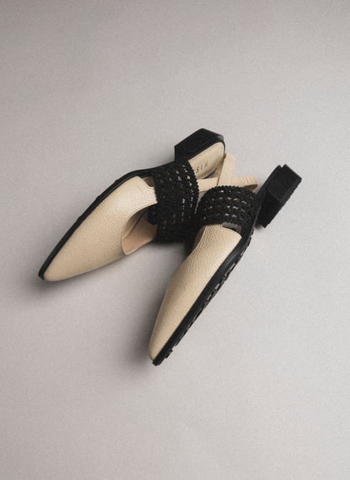scarpe senza-tacco turin panna-nero - hispanitas