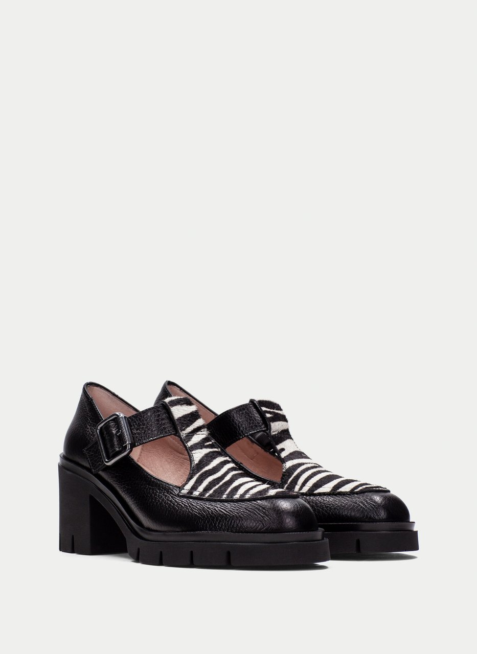 t-strap zurich negro-cebra