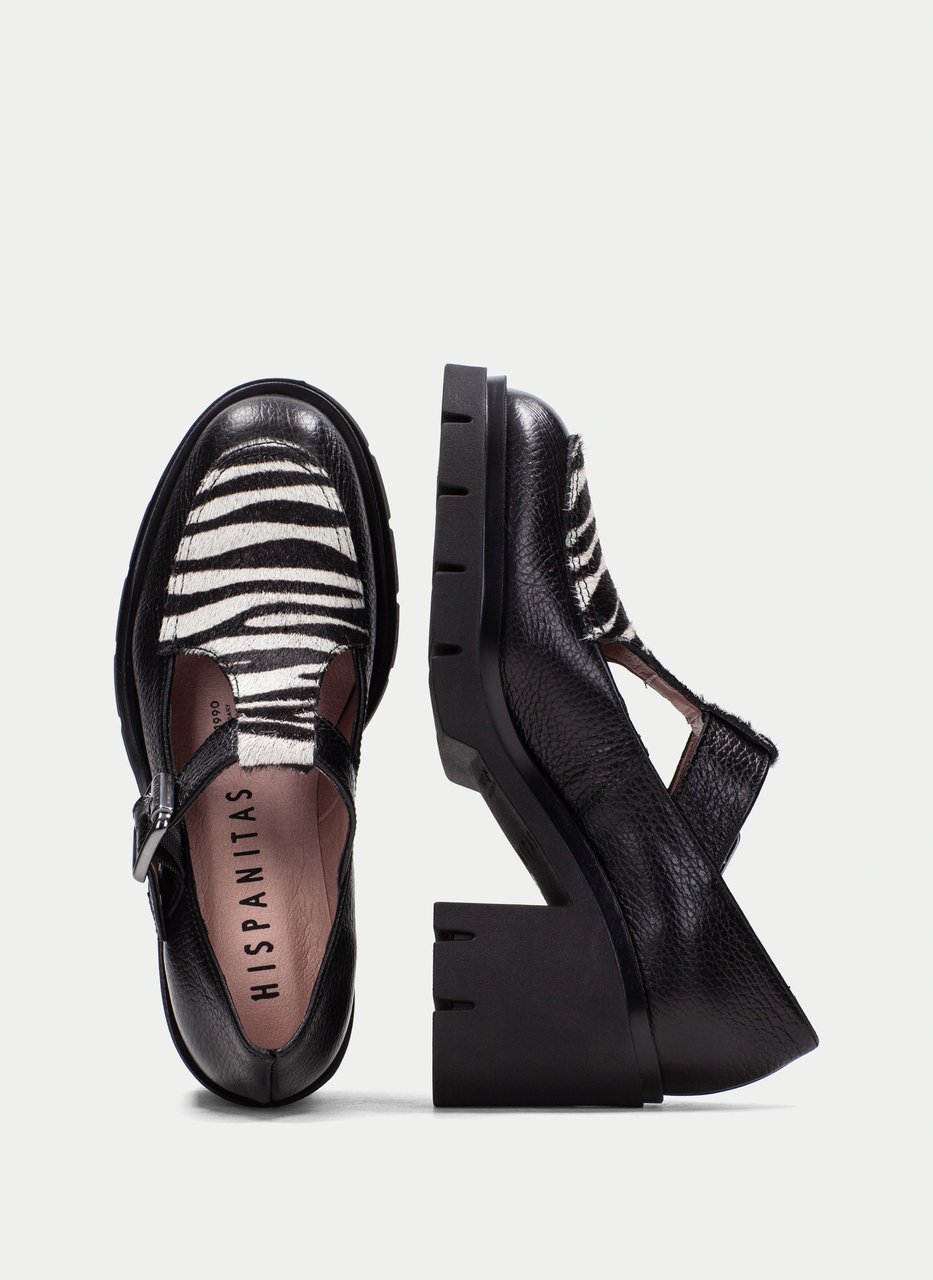 t-strap zurich negro-cebra