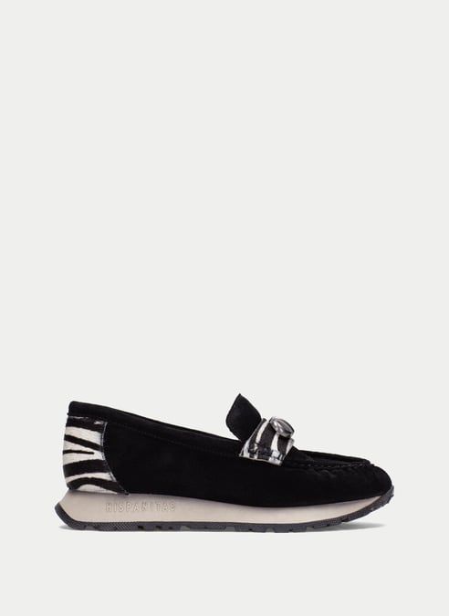 outlet mocassino-sport kansas nero-zebra - hispanitas
